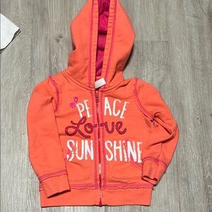 4/$20 Kids Orange Hoodie with Peace Love Sunshine Design